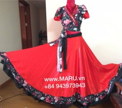 váy múa flamenco họa tiết hoa, váy múa Flamenco, trang phục dân tộc trên thế giới, trang phục nữ, maru