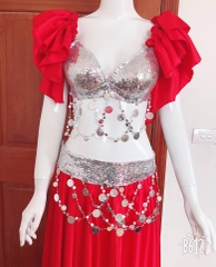 belly dance, váy múa rời, set váy múa, trang phục nữ, maru