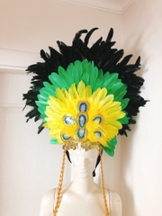 Mũ đội đầu lông vũ carnival màu vàng xanh đen