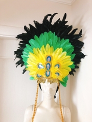 Mũ đội đầu lông vũ carnival màu vàng xanh đen
