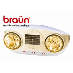 Đèn sưởi nhà tắm Braun 2 bóng vàng + Quạt sưởi