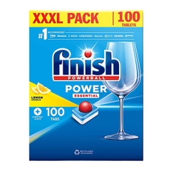 Viên Rửa Chén Bát Hương Chanh Finish Powerball Power Essential Lemon Sparkle - Hộp 100 viên siêu tiết kiệm