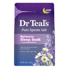 Muối tắm hiệu Dr Teal's Pure Epsom Salt, Melatonin Sleep Soak with Essential Oil Blend 1.36kg