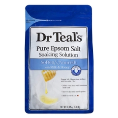 Muối tắm sữa và mật ong Dr. Teal's Epsom Salt Soaking Solution, Soften & Nourish with Milk and Honey 1.36kg