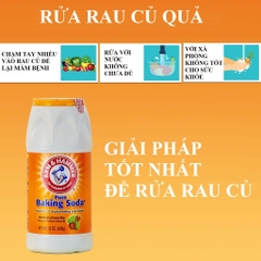 Baking Soda chai 340g rửa rau củ quả chính hãng Arm and Hammer nhập khẩu Mỹ