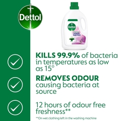 Nước xả vải Dettol diệt khuẩn và Virus đến 99.9% Anti Bacterial Laundry Sanitiser hương Lavender 1.5 lít