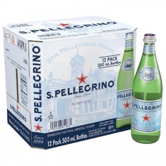 Thùng 24 chai nước khoáng thiên nhiên có gas hiệu San pellegrino - Chai thủy tinh 500 ml