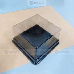 Hộp nhựa đế đen nắp trong 150g (7.7 x 7.7 x 4.5 cm)