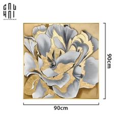 TRANH CANVAS HOA MẪU ĐƠN - GOLDEN PEONY 90X90CM