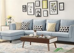 Sofa Góc Gỗ Tự Nhiên Bọc Nỉ Giá Rẻ - SF 55