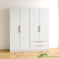 Tủ Quần Áo 4 Cánh Mở Màu Trắng Thanh Lịch - QA 57
