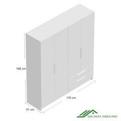 Tủ Quần Áo 4 Cánh Mở Màu Trắng Thanh Lịch - QA 57