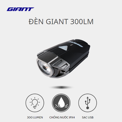 Đèn trước xe đạp GIANT 300 Lumen Pin 1500mAh, Vỏ chất liệu ABS, nhỏ gọn, di động và có thể sạc lại bằng USB