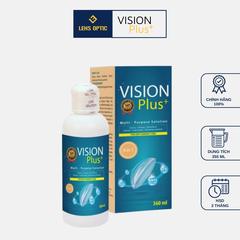 Dung Dịch Ngâm Kính Áp Tròng Vision Plus 360ml, Nước ngâm lens rửa kính áp tròng Hàn Quốc.