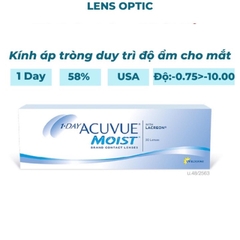 [30 Lens] Kính áp tròng ACUVUE 1Day Moist, lens mắt trong suốt có độ cận - Lens Optic