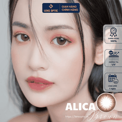 Kính áp tròng 1 ngày màu Alica Brown Clalen iris, lens mắt 1 lần màu nâu có độ cận - Lens Optic