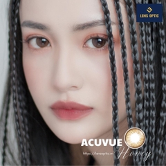 Kính áp tròng Acuvue Difine Fresh Honey, lens mắt cận dùng 1 ngày màu nâu tây - Lens Optic