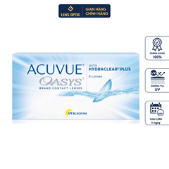 Kính áp tròng Acuvue Oasys 2 Week Hydraclear Plus, lens trong suốt dùng 2 tuần - Lens Optic