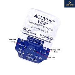 Kính áp tròng Acuvue Vita chống tia UV dùng 1 tháng, lens trong suốt có độ cận - Lens Optic