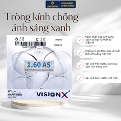 Tròng kính chống ánh sáng xanh Vision 1.60 UV407 SHMC