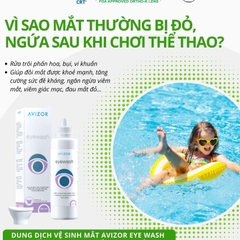 Dung dịch rửa mắt làm sạch bụi bẩn, vi khuẩn Avizor Eyewash 250ml - Lens Optic