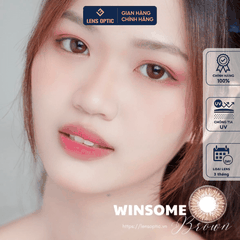 Kính áp tròng Freshkon Alluring 3 tháng màu Winsome Brown, lens mắt màu nâu có độ cận- Lens Optic