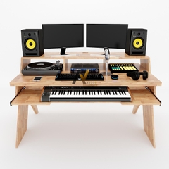 Bàn phòng thu StudioDesk T777 gỗ cao su chân X ( 156x90x91cm)