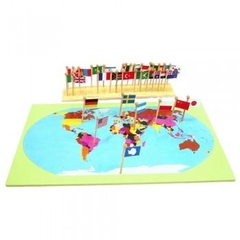 Bản đồ thế giới và cờ của các nước