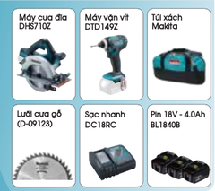 Bộ Sản Phẩm Máy Cưa Đĩa, Máy Vặn Vít Dùng Pin DLX2239M (18V)