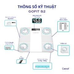 Cân Sức Khoẻ Điện Tử Thông Minh CRENOT Gofit S2 Đo Phân Tích 15 Chỉ Số Cơ Thể