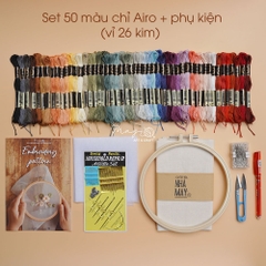 Set thêu tiết kiệm khung tre 25 màu chỉ (26 kim)