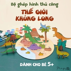 [Bé sáng tạo] Bộ tô màu & ghép hình Thế giới khủng long - gồm màu Acrylic 5ml