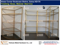 Brass Corner Bookcase Shelve, Goloa HD170