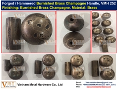 Forged / Hammered Burnished Brass Champagne Ball Handle, VMH 252