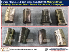 Forged / Hammered Casted Brass Rod, HD9999. Burnished Brass, Bronze, Dark Bronze, Champagne