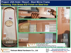 Steel Mirror Frame Pink Brass ICD Finish