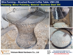 Wire Forming – Mirror / Brushed Stainless Steel Round Coffee Table, VMH 256