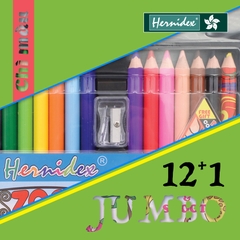 Vỉ chì màu Jumbo Hernidex coloring pencil 12 cây+ 1 bút chì màu cầu vồng (HDCLJ-12TP)