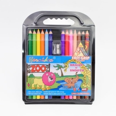 Vỉ chì màu Jumbo Hernidex coloring pencil 12 cây+ 1 bút chì màu cầu vồng (HDCLJ-12TP)