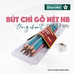 Hộp 12 bút chì gỗ Hernidex triangular eraser pencil + Chuốt chì (HDPC9001/12S)