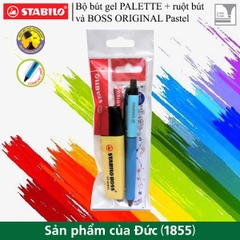 Bộ 1 Bút bi STABILO  + 1 Ruột bút xanh + 1 Bút dạ quang STABILO BOSS ORIGINAL Pastel vàng phấn