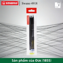 Bộ 3 bút chì gỗ STABILO Swano 2B 4918 (thân đen, đầu tẩy màu)