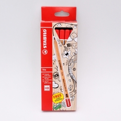 Eco 36 bút chì gỗ STABILO Trio Ideal Grip 3+ (loại 6 cây/hộp) + chuốt chì PSJ4562 x 6 (PCJ362/36)