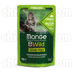 Monge Bwild-Thức ăn mềm cho mèo triệt sản vị thịt heo rừng và rau 85g