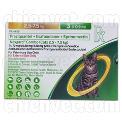 NEXGARD COMBO for CAT 0.9ML (2.5-7.5KG) - Thuốc trị ghẻ tai, ve, bọ chét, tẩy giun sán cho mèo