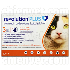 Revolution Plus Cat 2.6 - 5kg - Thuốc trị kí nội ngoại kí sinh trùng cho mèo