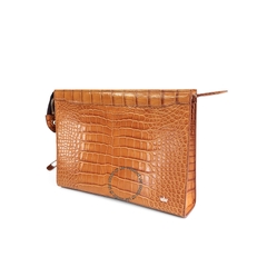TÚI CLUTCH DA CÁ ALLIGATOR GREEN ORANGE DARK