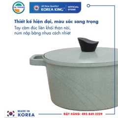 Nồi nấu Levante 28cm đáy từ Korea King KP-28LI (Nồi, nắp bằng nhôm đúc, phủ men chống dính Ceramic, Ø20cm)