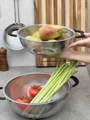 Rổ inox 2 tay cầm có chân Kaiyo 25,5cm