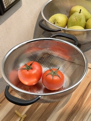 Rổ inox 2 tay cầm có chân Kaiyo 25,5cm